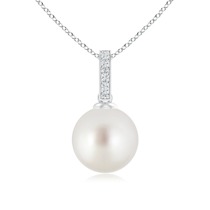 9mm AAA South Sea Pearl Drop Pendant with Diamond Bale in White Gold