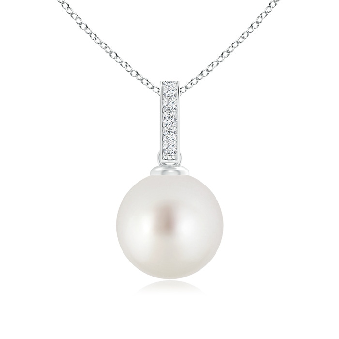 9mm AAA South Sea Pearl Drop Pendant with Diamond Bale in White Gold 