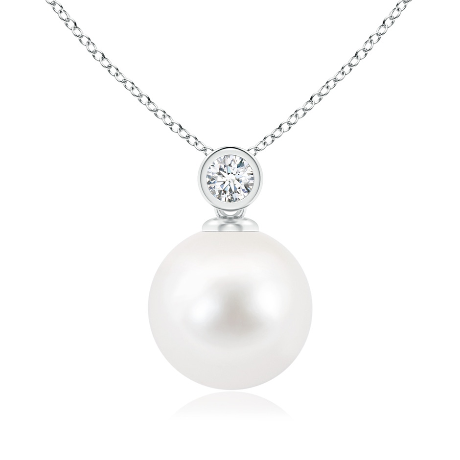 10mm AA Freshwater Pearl Pendant with Bezel Diamond in S999 Silver 