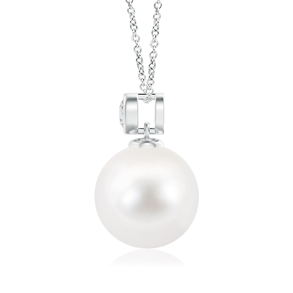 10mm AA Freshwater Pearl Pendant with Bezel Diamond in White Gold product image