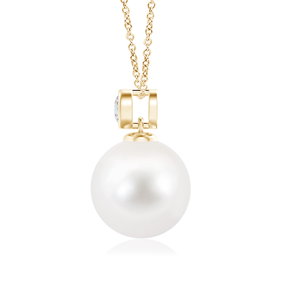 10mm AA Freshwater Pearl Pendant with Bezel Diamond in Yellow Gold product image