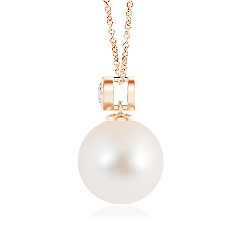10mm AAA Freshwater Pearl Pendant with Bezel Diamond in Rose Gold product image