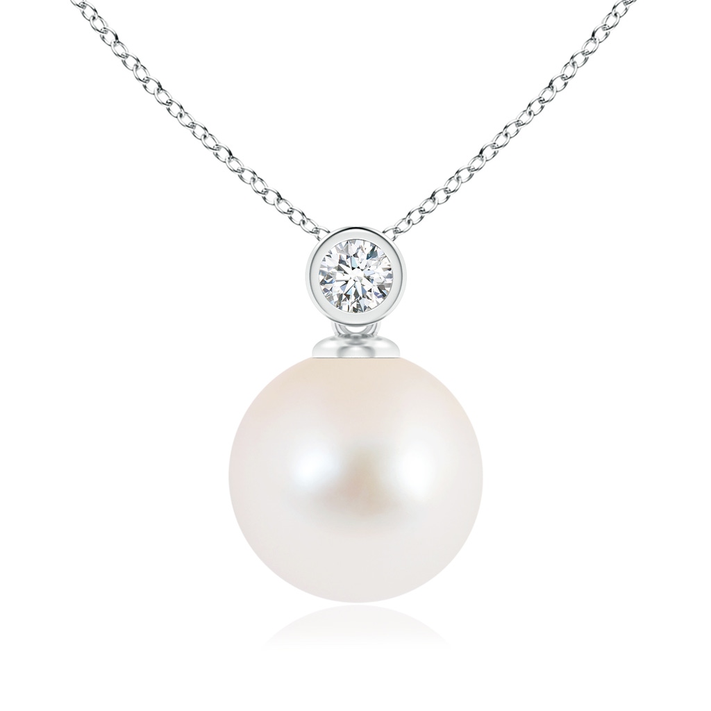 10mm AAA Freshwater Pearl Pendant with Bezel Diamond in S999 Silver