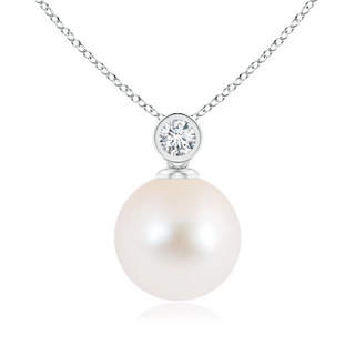 10mm AAA Freshwater Pearl Pendant with Bezel Diamond in White Gold