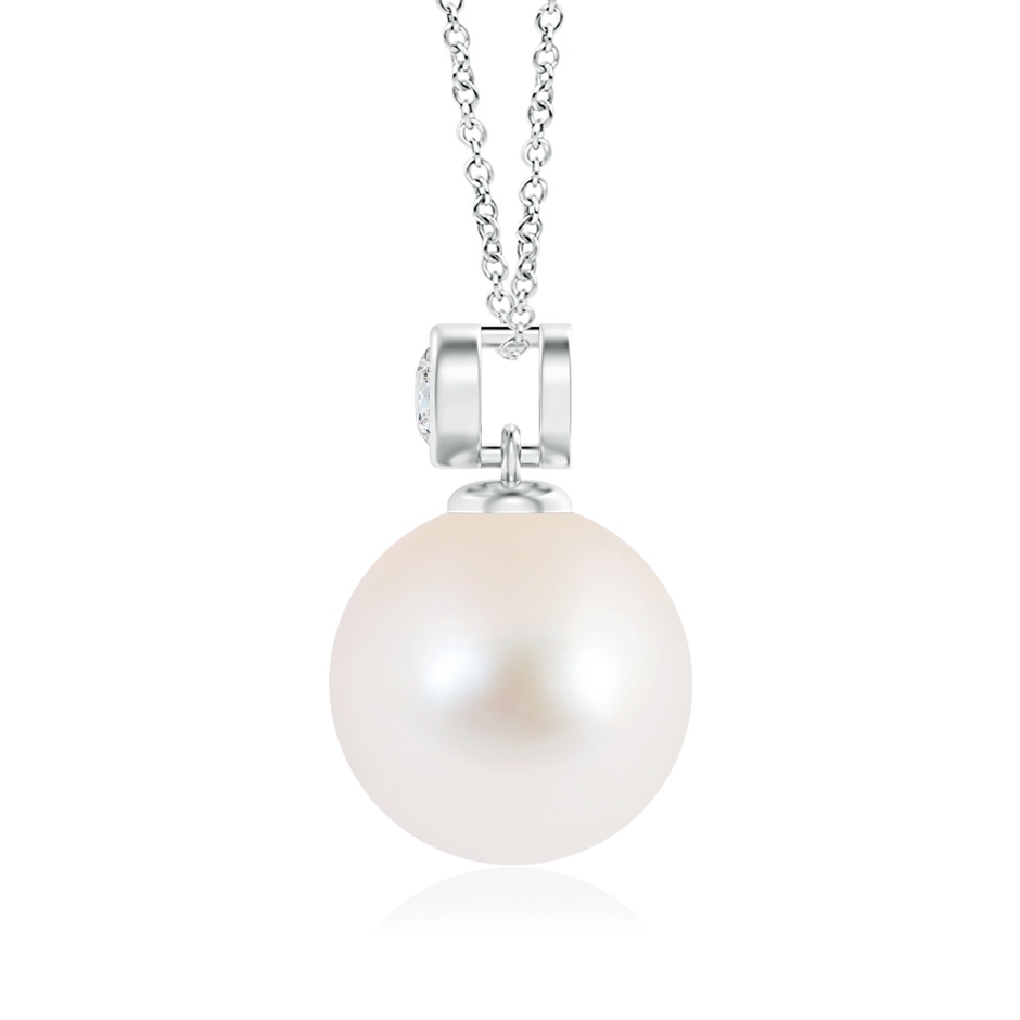 10mm AAA Freshwater Pearl Pendant with Bezel Diamond in White Gold product image