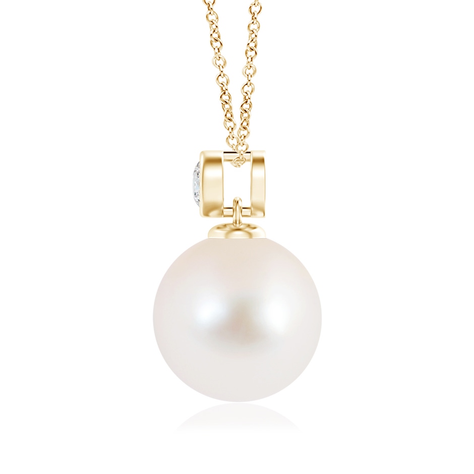 10mm AAA Freshwater Pearl Pendant with Bezel Diamond in Yellow Gold product image