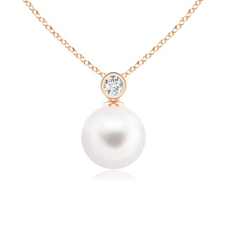 8mm AA Freshwater Pearl Pendant with Bezel Diamond in Rose Gold