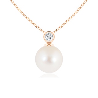 8mm AAA Freshwater Pearl Pendant with Bezel Diamond in Rose Gold