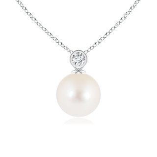 8mm AAA Freshwater Pearl Pendant with Bezel Diamond in S999 Silver