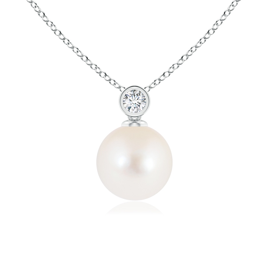 8mm AAA Freshwater Pearl Pendant with Bezel Diamond in S999 Silver 