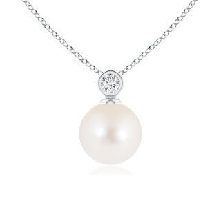 8mm AAA Freshwater Pearl Pendant with Bezel Diamond in White Gold