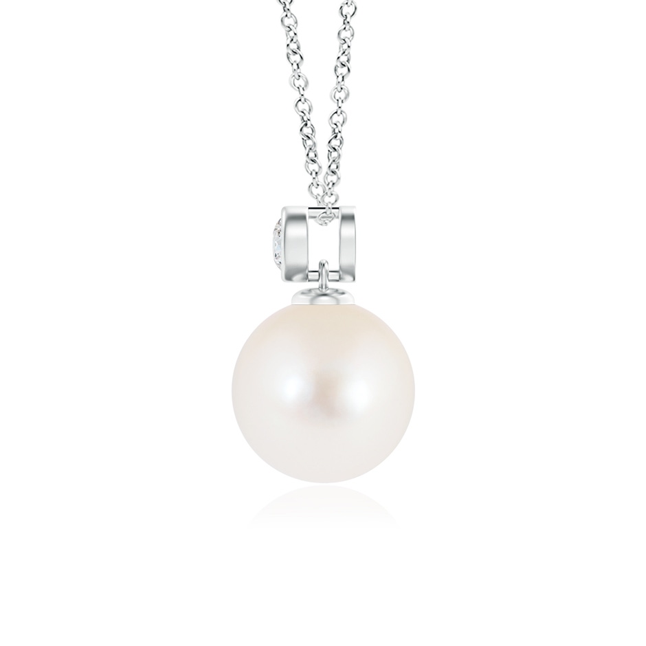 8mm AAA Freshwater Pearl Pendant with Bezel Diamond in White Gold product image