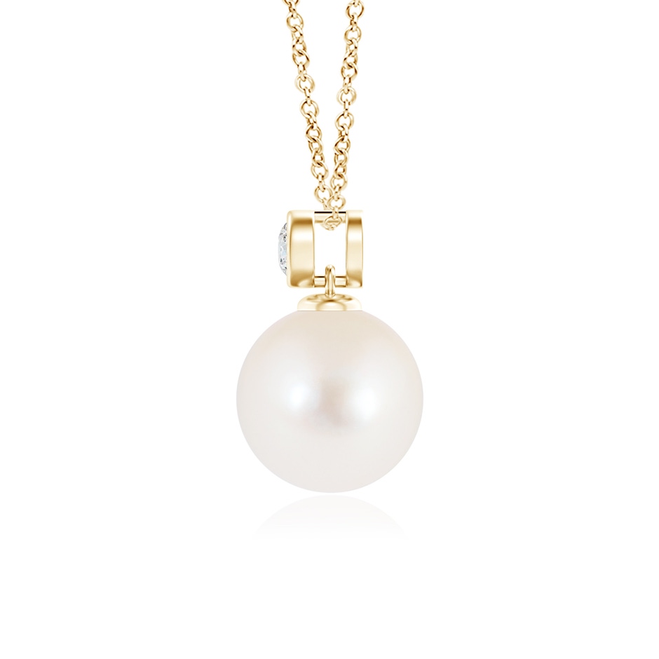 8mm AAA Freshwater Pearl Pendant with Bezel Diamond in Yellow Gold product image