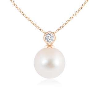 9mm AAA Freshwater Pearl Pendant with Bezel Diamond in Rose Gold