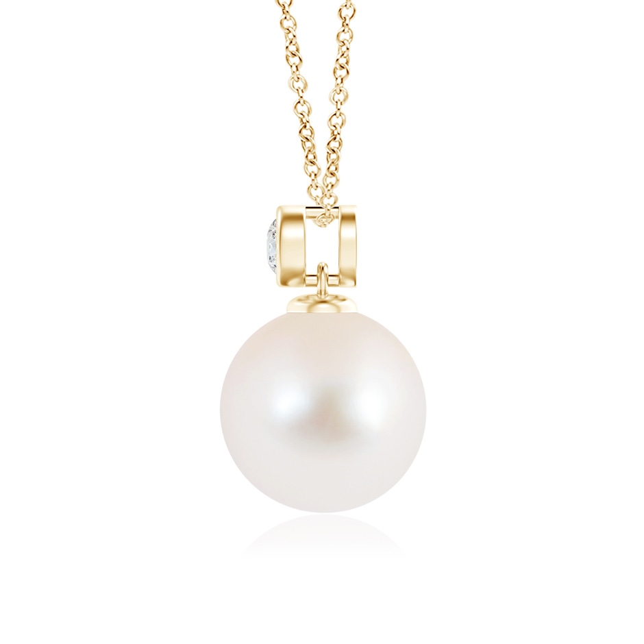 9mm AAA Freshwater Pearl Pendant with Bezel Diamond in Yellow Gold product image