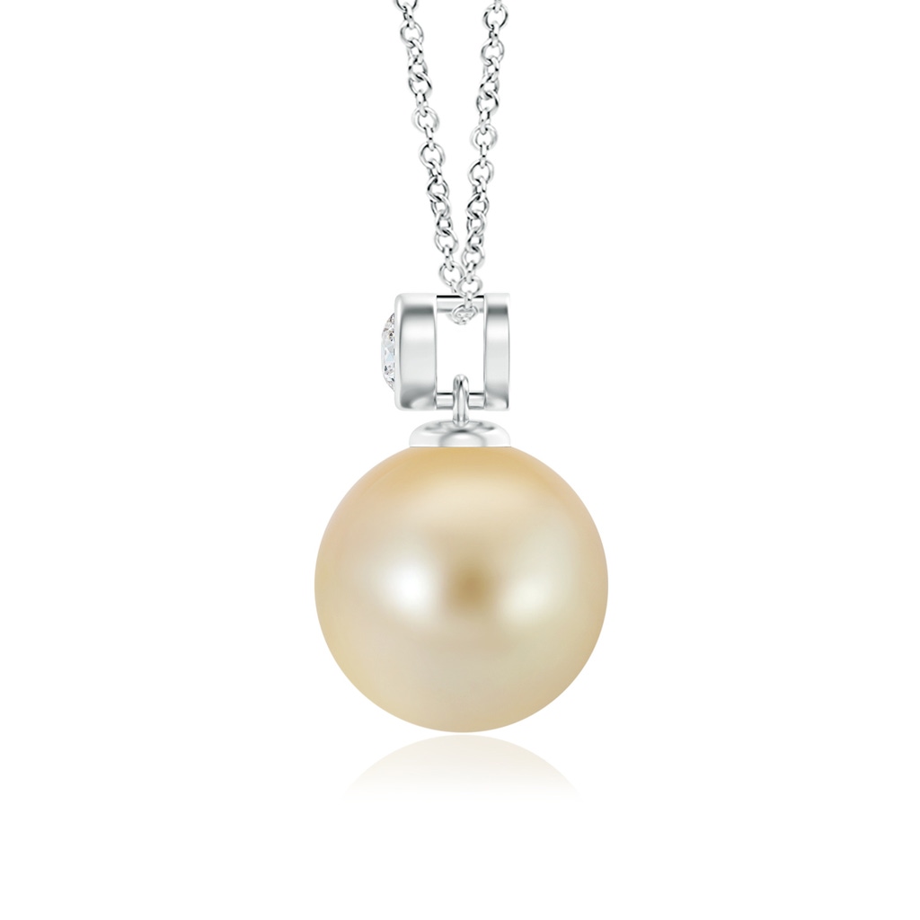 9mm AAA Golden South Sea Cultured Pearl Pendant with Diamond in White Gold Product Image