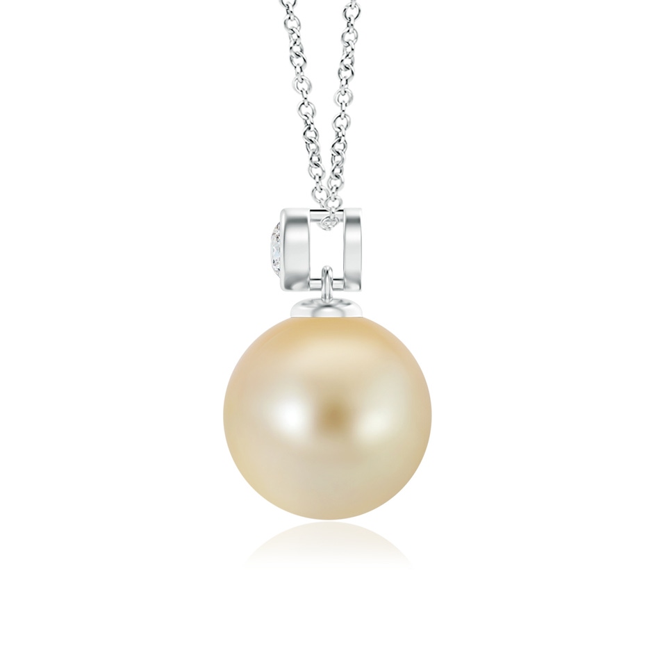 9mm AAA Golden South Sea Cultured Pearl Pendant with Diamond in White Gold product image