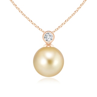 9mm AAAA Golden South Sea Cultured Pearl Pendant with Diamond in Rose Gold