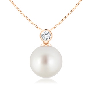 10mm AAA South Sea Pearl Pendant with Bezel-Set Diamond in Rose Gold