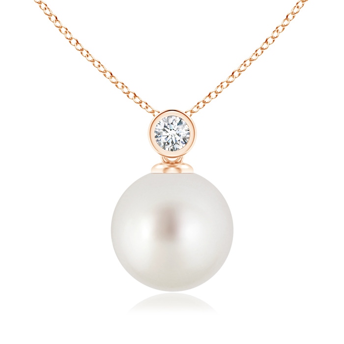 10mm AAA South Sea Pearl Pendant with Bezel-Set Diamond in Rose Gold 