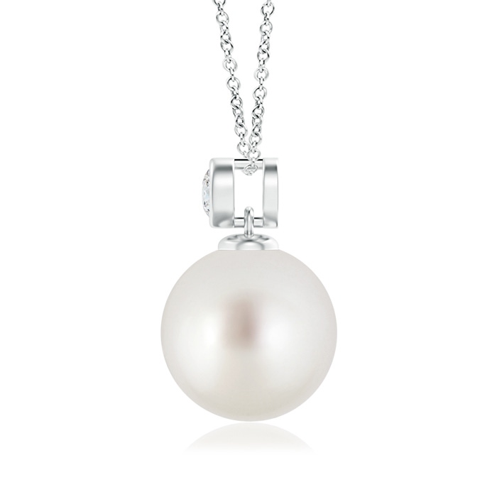 10mm AAA South Sea Pearl Pendant with Bezel-Set Diamond in S999 Silver product image