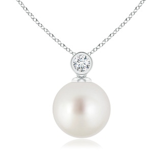 10mm AAA South Sea Pearl Pendant with Bezel-Set Diamond in White Gold