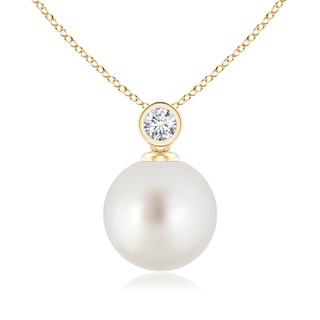 10mm AAA South Sea Pearl Pendant with Bezel-Set Diamond in Yellow Gold