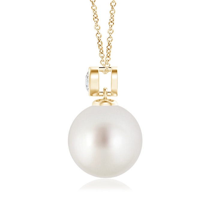 10mm AAA South Sea Pearl Pendant with Bezel-Set Diamond in Yellow Gold product image