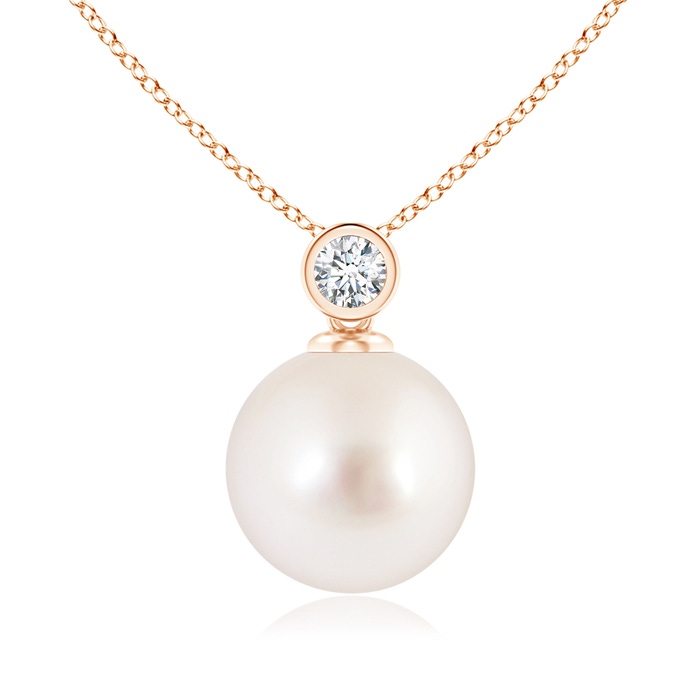 10mm AAAA South Sea Pearl Pendant with Bezel-Set Diamond in Rose Gold