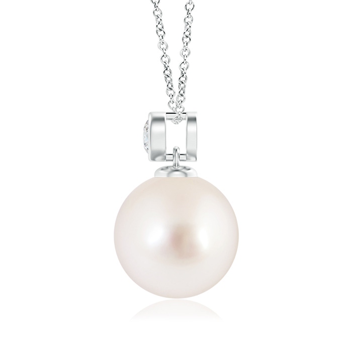 10mm AAAA South Sea Pearl Pendant with Bezel-Set Diamond in S999 Silver Product Image