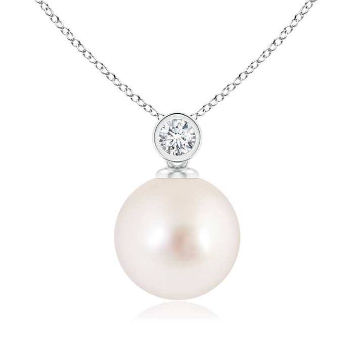 10mm AAAA South Sea Pearl Pendant with Bezel-Set Diamond in White Gold