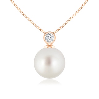 9mm AAA South Sea Pearl Pendant with Bezel-Set Diamond in Rose Gold