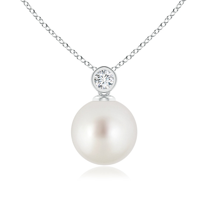 9mm AAA South Sea Pearl Pendant with Bezel-Set Diamond in S999 Silver 