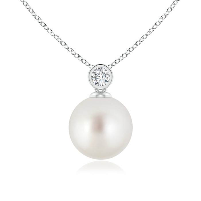 9mm AAA South Sea Pearl Pendant with Bezel-Set Diamond in White Gold 