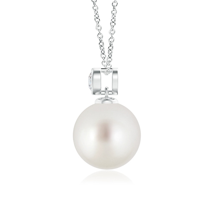 9mm AAA South Sea Pearl Pendant with Bezel-Set Diamond in White Gold Product Image