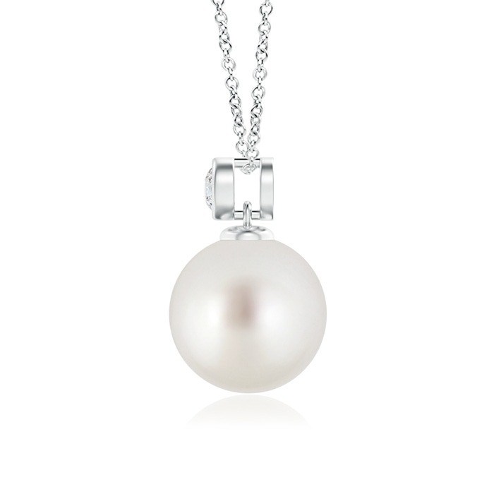 9mm AAA South Sea Pearl Pendant with Bezel-Set Diamond in White Gold product image