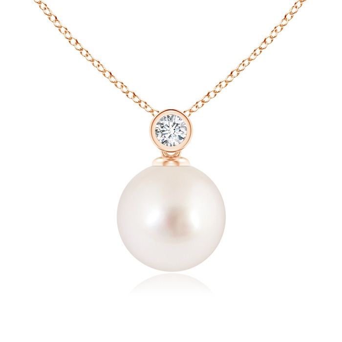 9mm AAAA South Sea Pearl Pendant with Bezel-Set Diamond in Rose Gold 