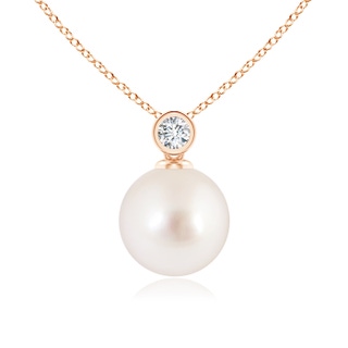 9mm AAAA South Sea Pearl Pendant with Bezel-Set Diamond in Rose Gold