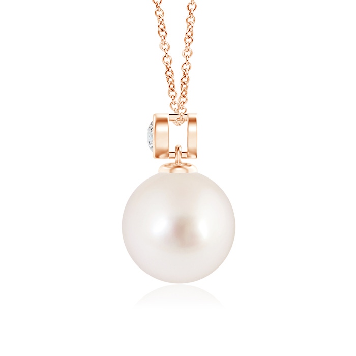 9mm AAAA South Sea Pearl Pendant with Bezel-Set Diamond in Rose Gold product image