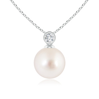 9mm AAAA South Sea Pearl Pendant with Bezel-Set Diamond in S999 Silver