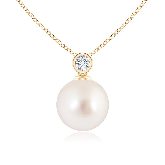 9mm AAAA South Sea Pearl Pendant with Bezel-Set Diamond in Yellow Gold 