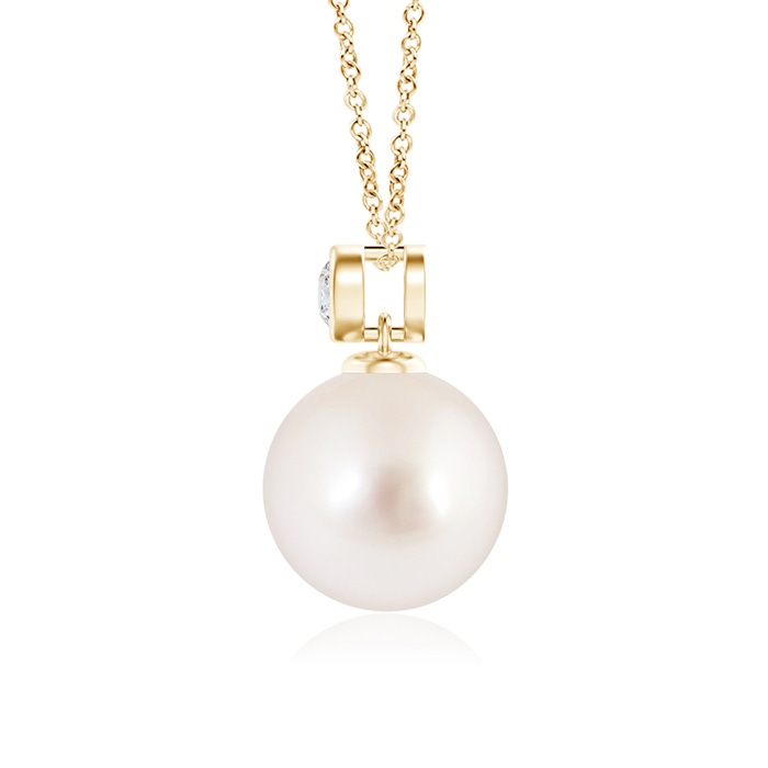 9mm AAAA South Sea Pearl Pendant with Bezel-Set Diamond in Yellow Gold product image