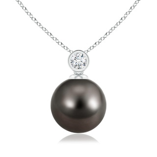 10mm AAA Tahitian Pearl Pendant with Bezel-Set Diamond in 9K White Gold