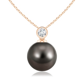 10mm AAA Tahitian Pearl Pendant with Bezel-Set Diamond in Rose Gold