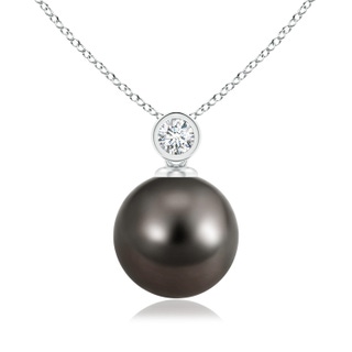 10mm AAA Tahitian Pearl Pendant with Bezel-Set Diamond in White Gold