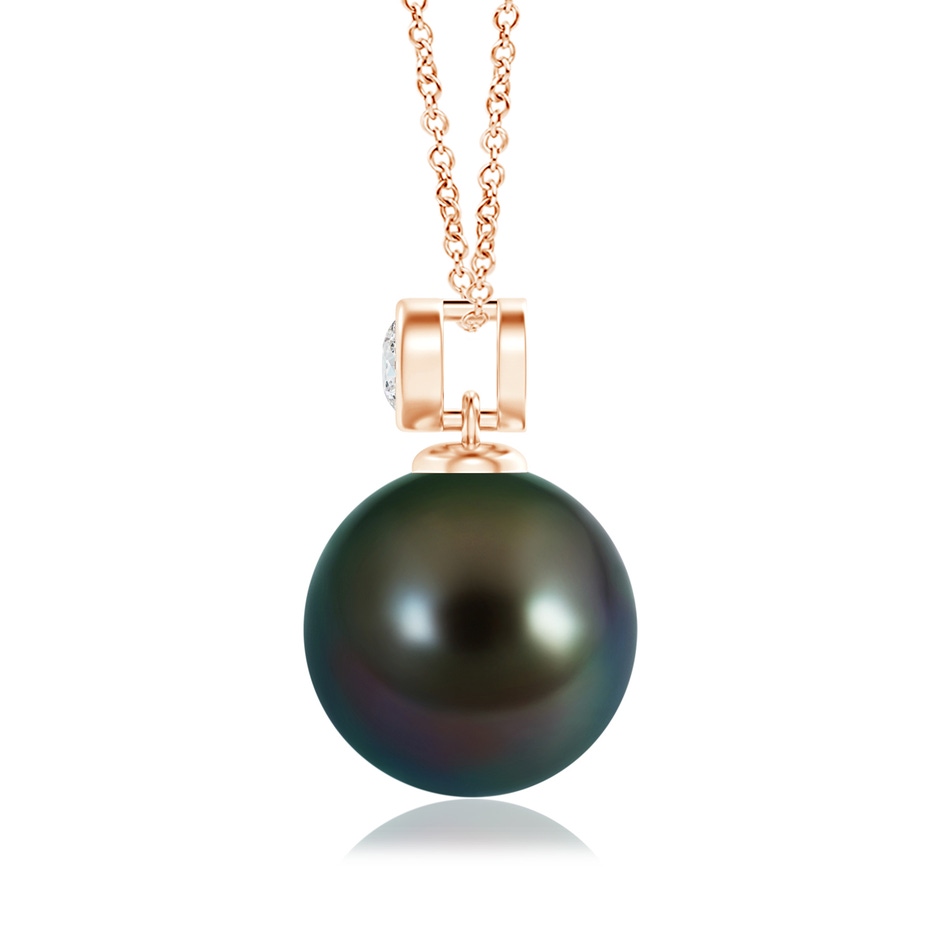 10mm AAAA Tahitian Pearl Pendant with Bezel-Set Diamond in Rose Gold product image