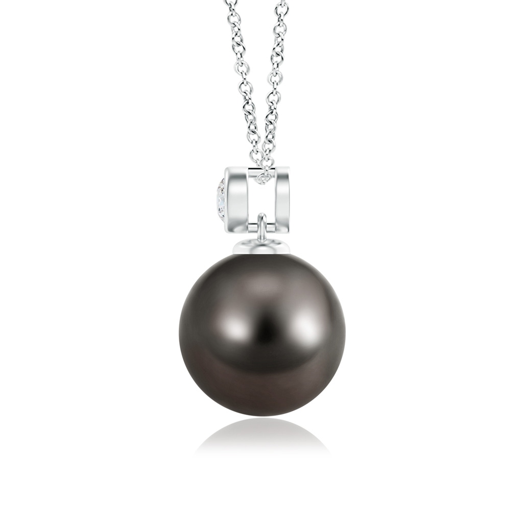 9mm AAA Tahitian Pearl Pendant with Bezel-Set Diamond in White Gold Product Image