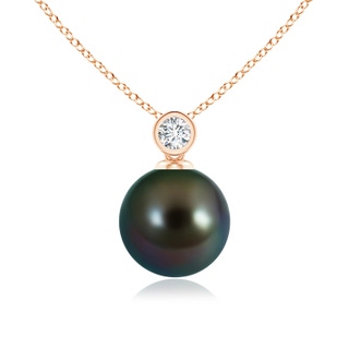 9mm AAAA Tahitian Pearl Pendant with Bezel-Set Diamond in 9K Rose Gold