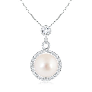 10mm AAAA South Sea Cultured Pearl Pendant with Twisted Diamond Halo in 9K White Gold