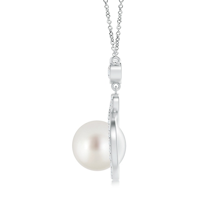 9mm AAA South Sea Cultured Pearl Pendant with Twisted Diamond Halo in White Gold product image